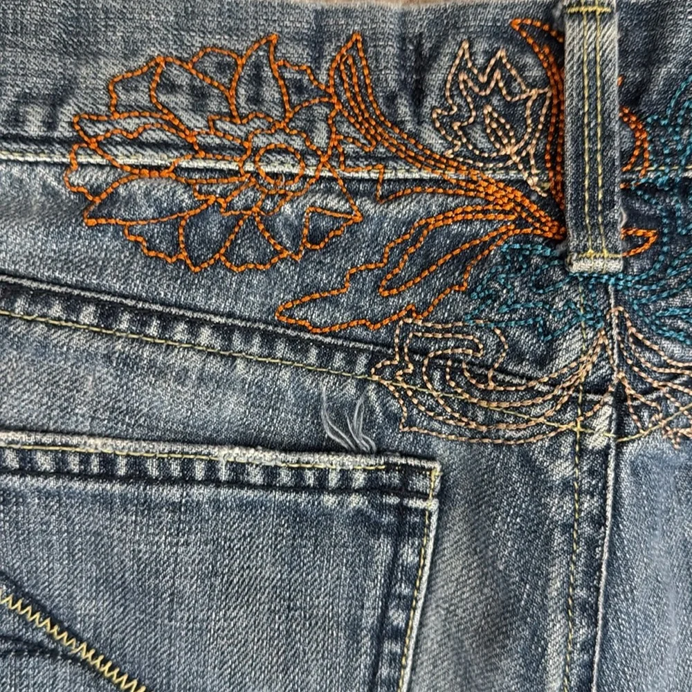 Vintage Y2K Old Navy Ultra Low Rise Bootcut Embroidered Jeans All Cotton Blue 10 - Picture 13 of 16